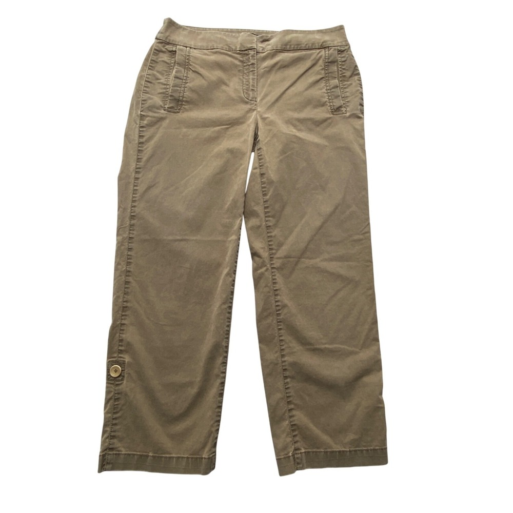 Eileen Fisher Capri Pants Womens XS Brown Twill Pull On‎ Stretch Crop Relaxed